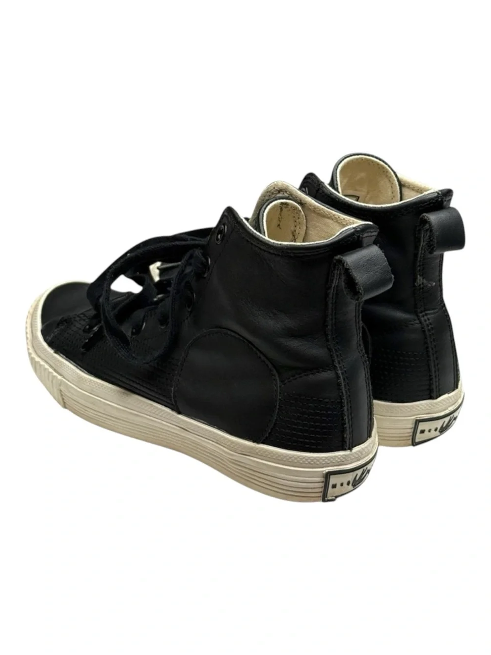 McQ Alexander McQueen ♔ Swallow Plimsoll High Top Leather Sneakers ♔ Black ♔ 38